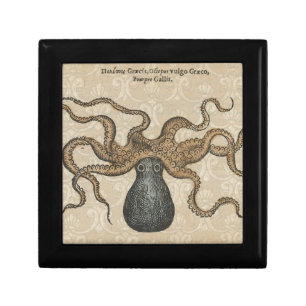 Octopus Kraken Antique Coastal Marine Wildlife Keepsake Box