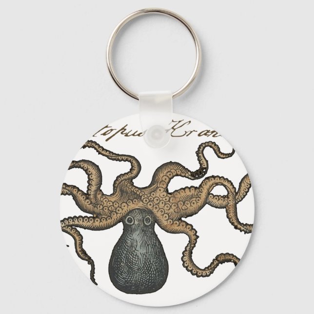 Octopus Kraken Antique Coastal Marine Wildlife Keychain (Front)