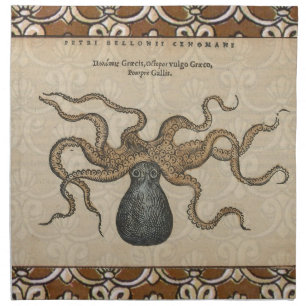 Octopus Kraken Antique Coastal Marine Wildlife Napkin