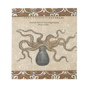 Octopus Kraken Antique Coastal Marine Wildlife Notepad