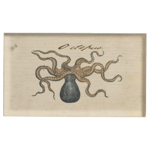 Octopus Kraken Antique Coastal Marine Wildlife Place Card Holder