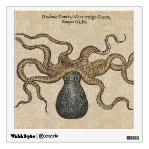 Octopus Kraken Antique Coastal Marine Wildlife Wall Decal