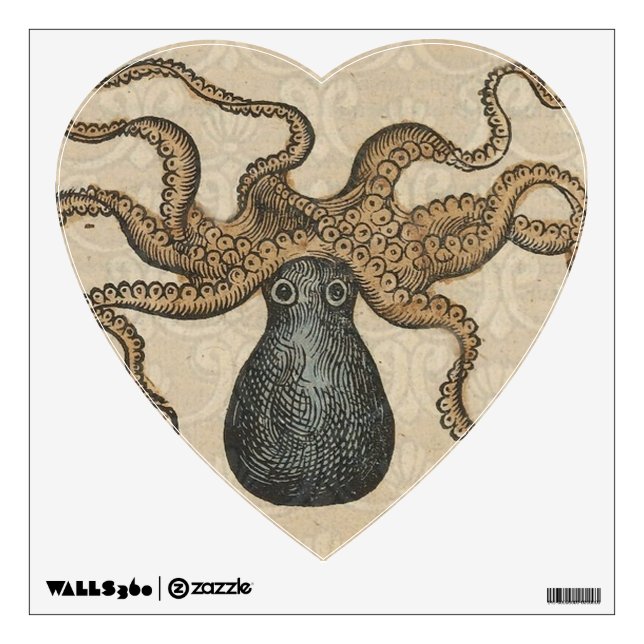 Octopus Kraken Antique Coastal Marine Wildlife Wall Decal (Front)