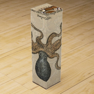 Octopus Kraken Antique Coastal Marine Wildlife Wine Box