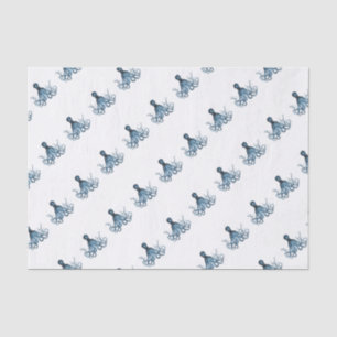 Octopus kraken nautical coastal beach ocean blue tissue paper