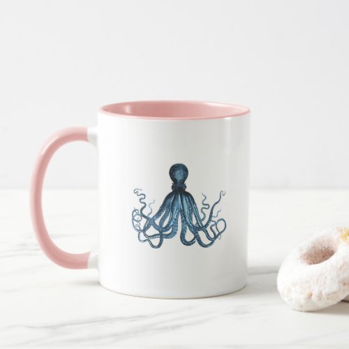 Octopus kraken nautical coastal ocean beach blue mug