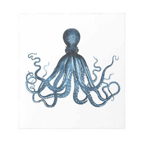 Octopus kraken nautical coastal ocean beach blue notepad