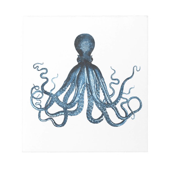 Octopus kraken nautical coastal ocean beach blue notepad (Front)
