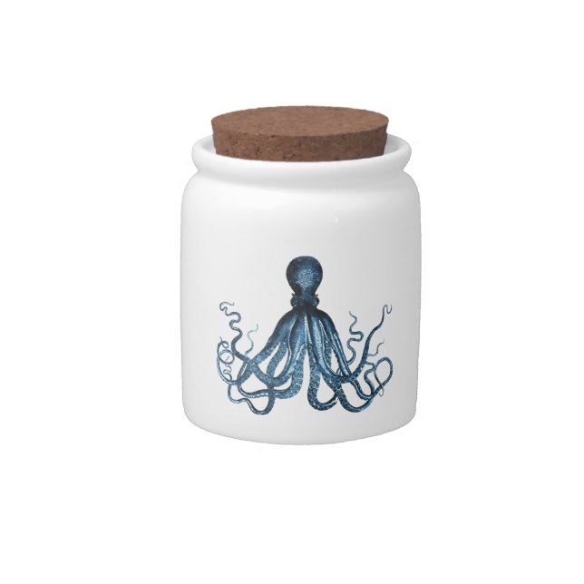 Octopus kraken nautical coastal ocean beach sea candy jar (Front)
