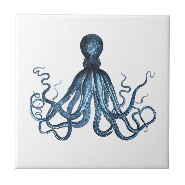 Octopus kraken nautical coastal ocean beach sea ceramic tile (Front)
