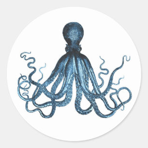 Octopus kraken nautical coastal ocean beach sea classic round sticker