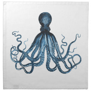 Octopus kraken nautical coastal ocean beach sea cloth napkin