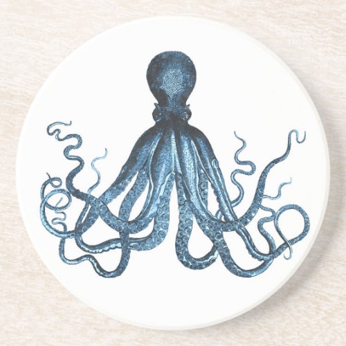 Octopus kraken nautical coastal ocean beach sea drink coaster