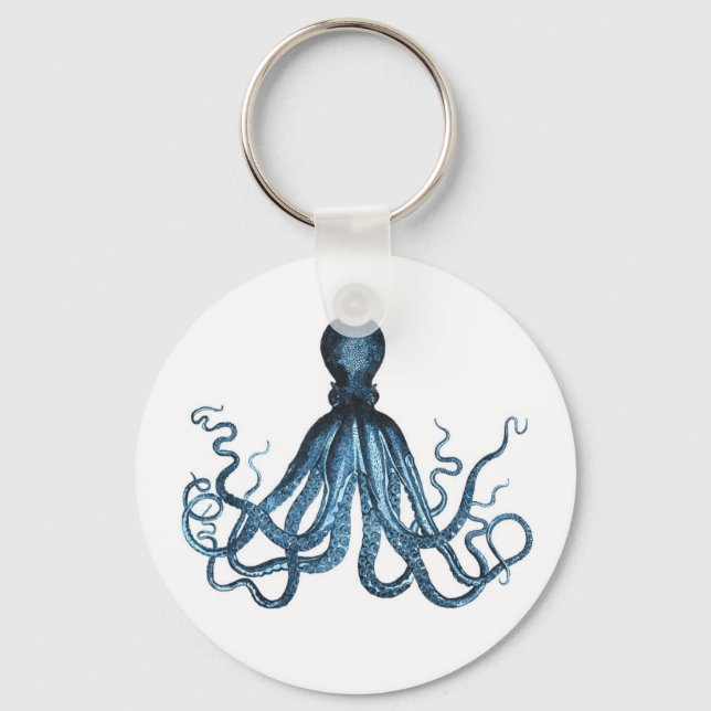 Octopus kraken nautical coastal ocean beach sea keychain (Front)