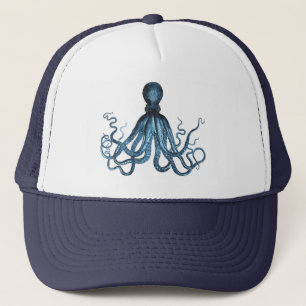 Octopus kraken nautical coastal ocean beach sea trucker hat
