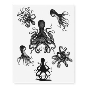 Octopus Kraken Nautical Pirates & sailors! Danger Temporary Tattoos
