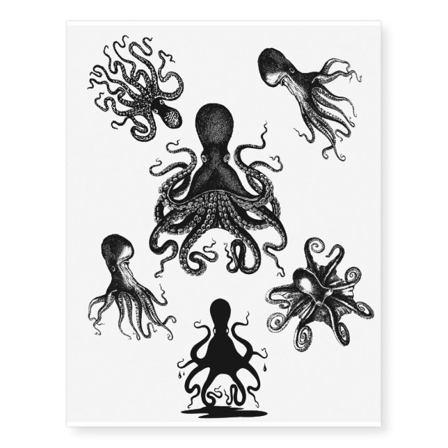 Octopus Kraken Nautical Pirates & sailors! Danger Temporary Tattoos (Front)