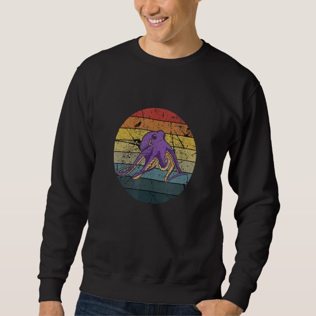 Octopus Kraken Retro 60s 70s Style Design Octopus Sweatshirt (Front)