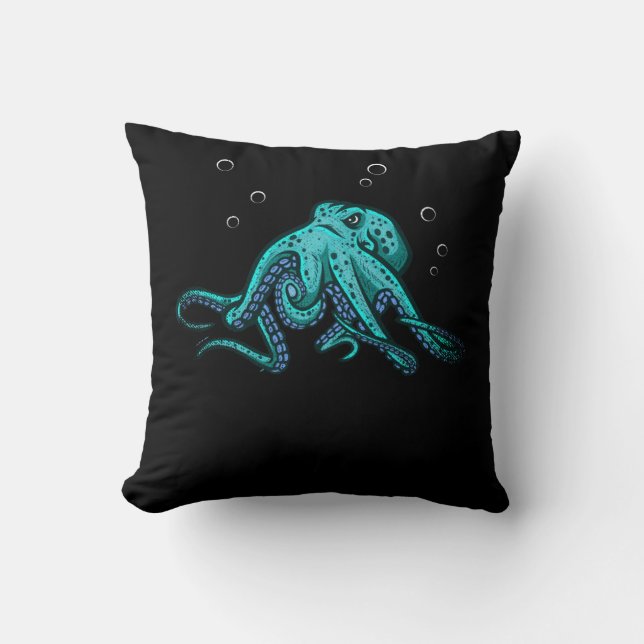 Octopus Kraken Sea Animal Throw Pillow (Front)