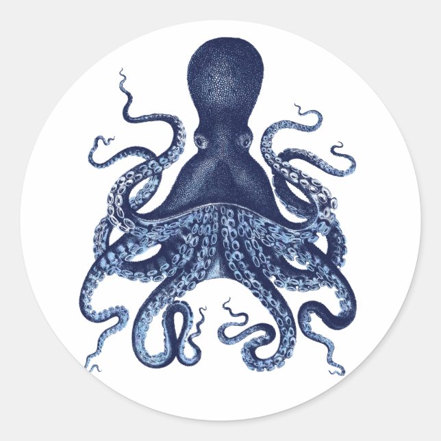 Octopus Kraken vintage engraving Classic Round Sticker (Front)