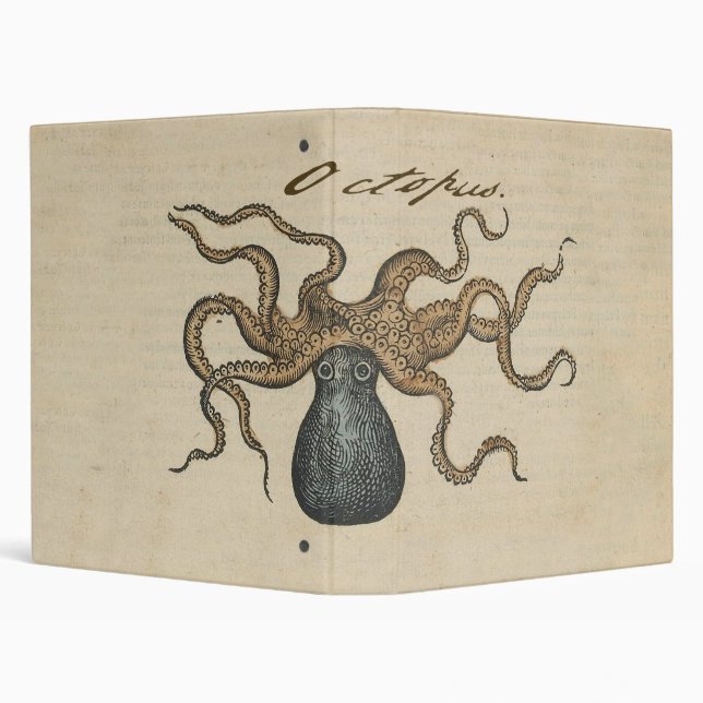 Octopus Kraken Vintage Illustration Binder (Background)