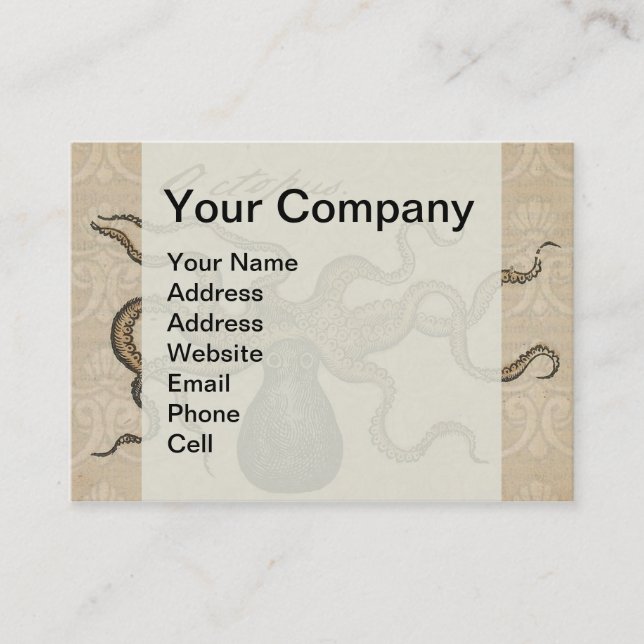 Octopus Kraken Vintage Illustration Business Card (Front)
