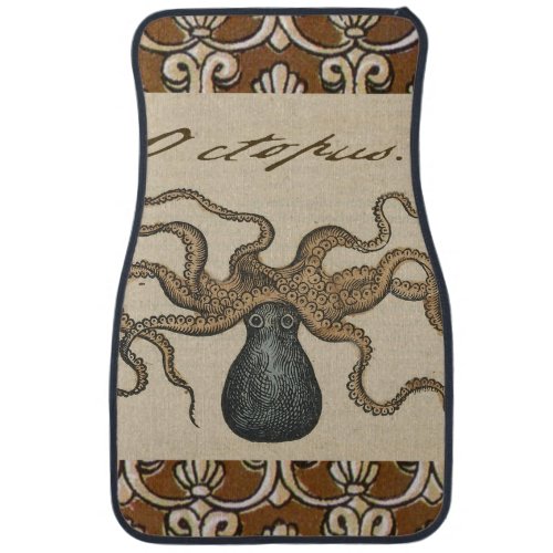 Octopus Kraken Vintage Illustration Car Mat