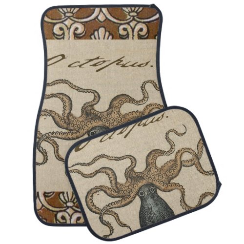 Octopus Kraken Vintage Illustration Car Mat