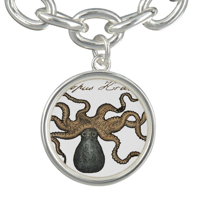 Octopus Kraken Vintage Illustration Charm Bracelet (Design)