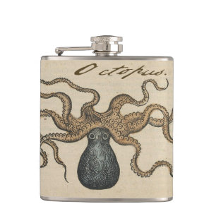Octopus Kraken Vintage Illustration Flask
