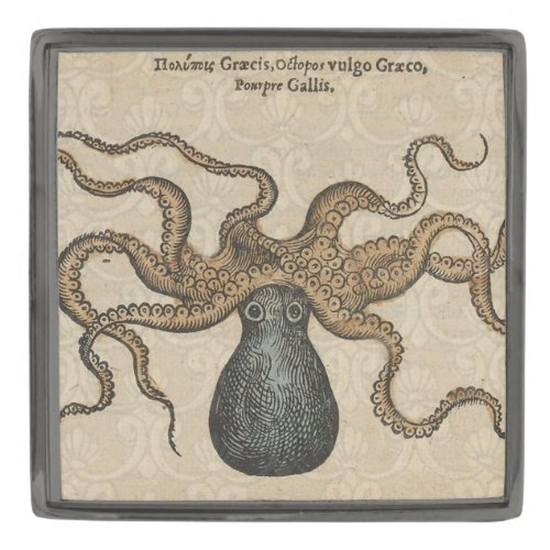 Octopus Kraken Vintage Illustration Gunmetal Finish Lapel Pin