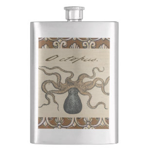 Octopus Kraken Vintage Illustration Hip Flask