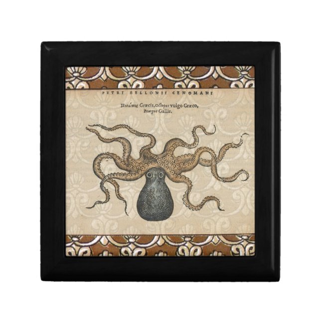 Octopus Kraken Vintage Illustration Jewelry Box (Front)