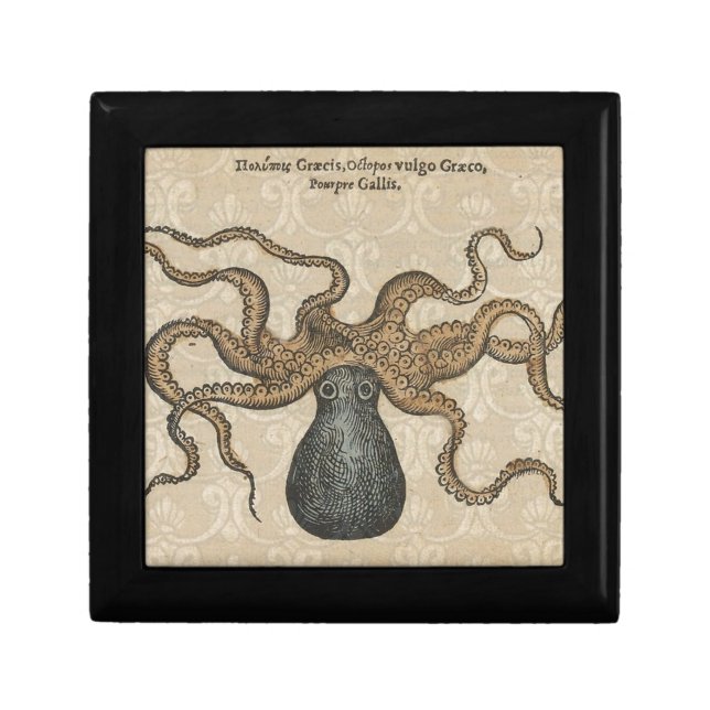 Octopus Kraken Vintage Illustration Keepsake Box (Front)