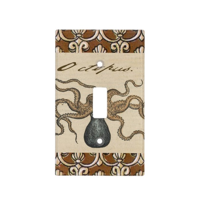 Octopus Kraken Vintage Illustration Light Switch Cover (Front)