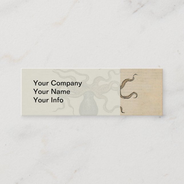 Octopus Kraken Vintage Illustration Mini Business Card (Front)