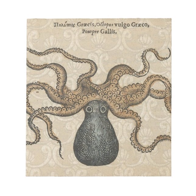 Octopus Kraken Vintage Illustration Notepad (Front)