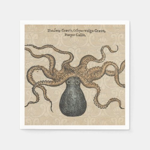 Octopus Kraken Vintage Illustration Paper Napkins