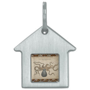 Octopus Kraken Vintage Illustration Pet ID Tag