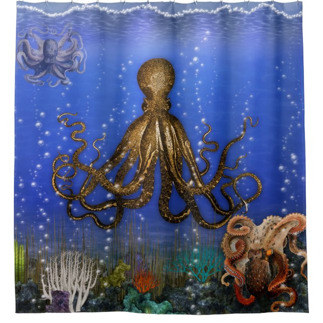 Octopus' Lair - Colorful Shower Curtain (Front)