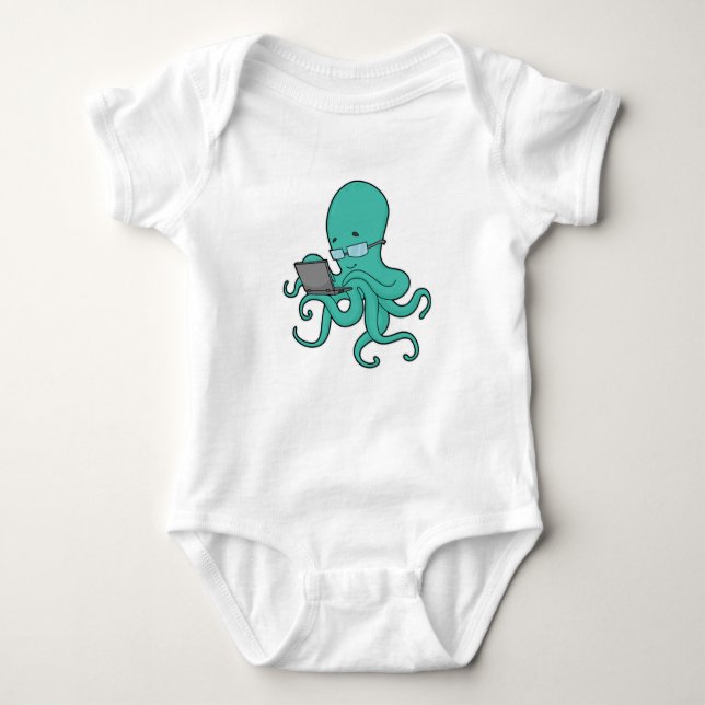 Octopus Laptop Baby Bodysuit (Front)