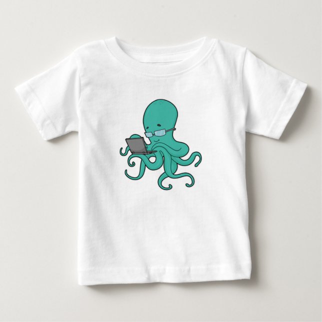 Octopus Laptop Baby T-Shirt (Front)