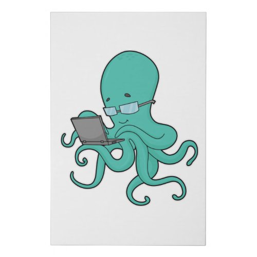 Octopus Laptop Faux Canvas Print