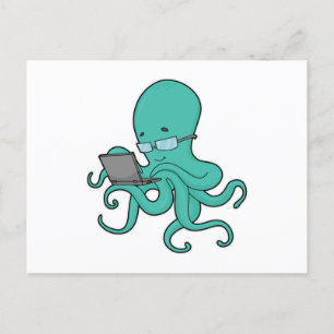 Octopus Laptop Postcard