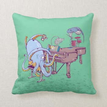 Octopus Learning To Play A Piano Throw Pillow by earlykirky at Zazzle