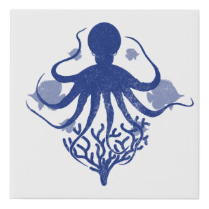 Octopus (light background) faux canvas print