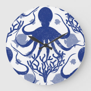 Octopus (light background) large clock