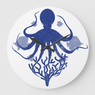 Octopus (light background) large clock