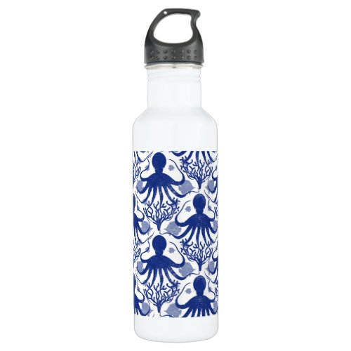 Octopus light background stainless steel water bottle