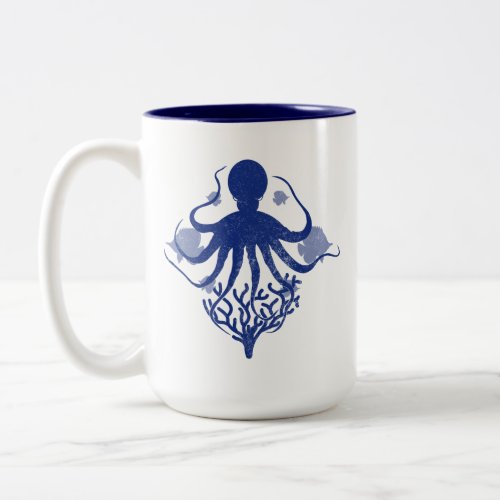 Octopus light background Two_Tone coffee mug